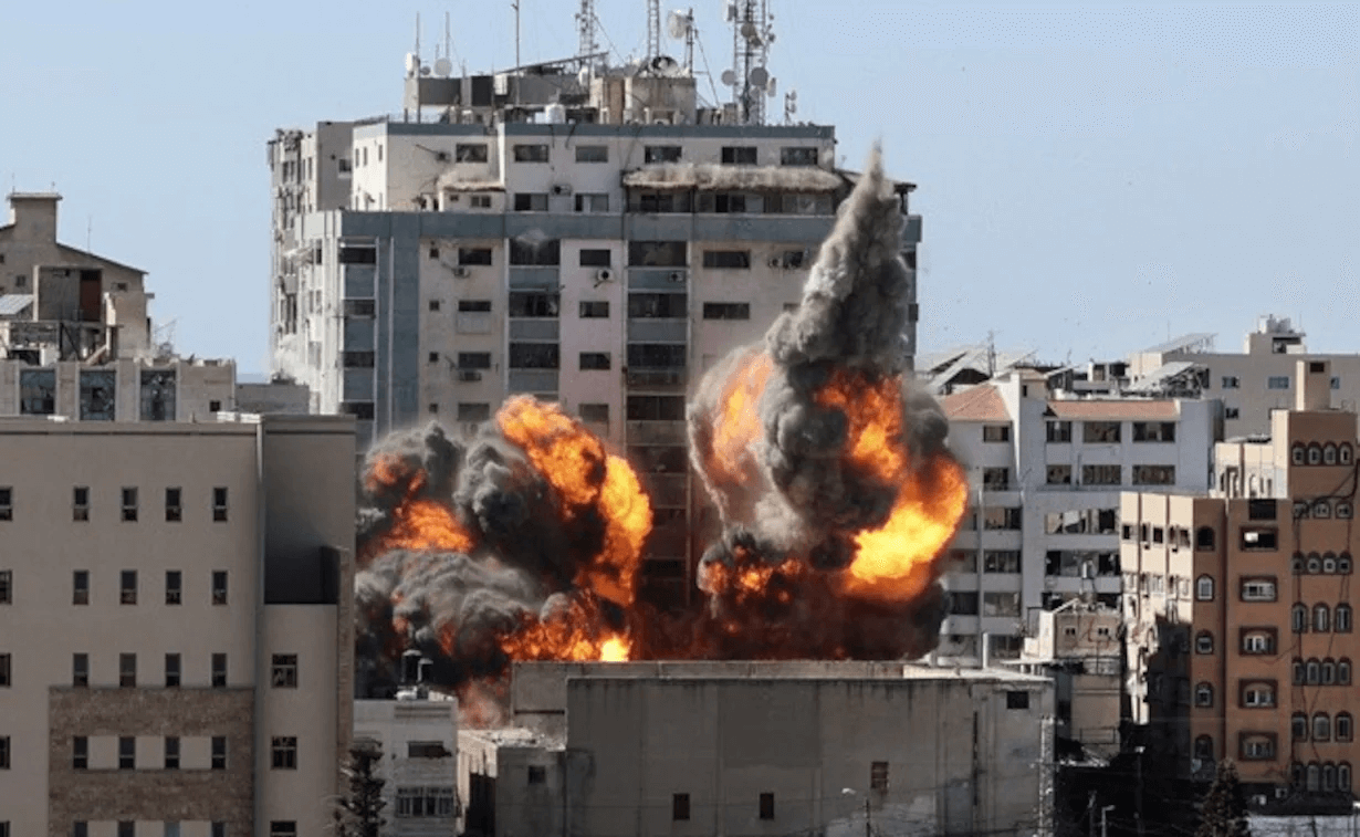 The Israel army hit Gaza with air strikes on Monday after a rocket fired from the Palestinian enclave over the weekend, according to their statement.