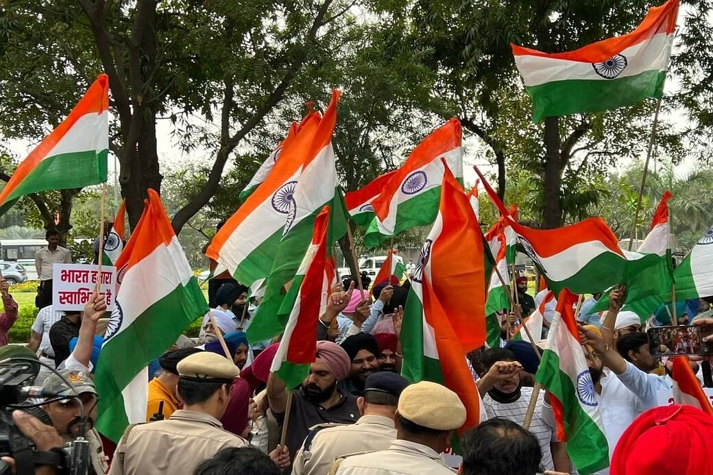 On Monday, a group of individuals from the Sikh community assembled in Chanakyapuri to protest against the act of pro-Khalistani separatists.